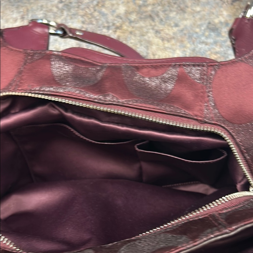 Coach Burgundy Shoulder Bag with Front Buckle Pocket - Picture 5 of 8